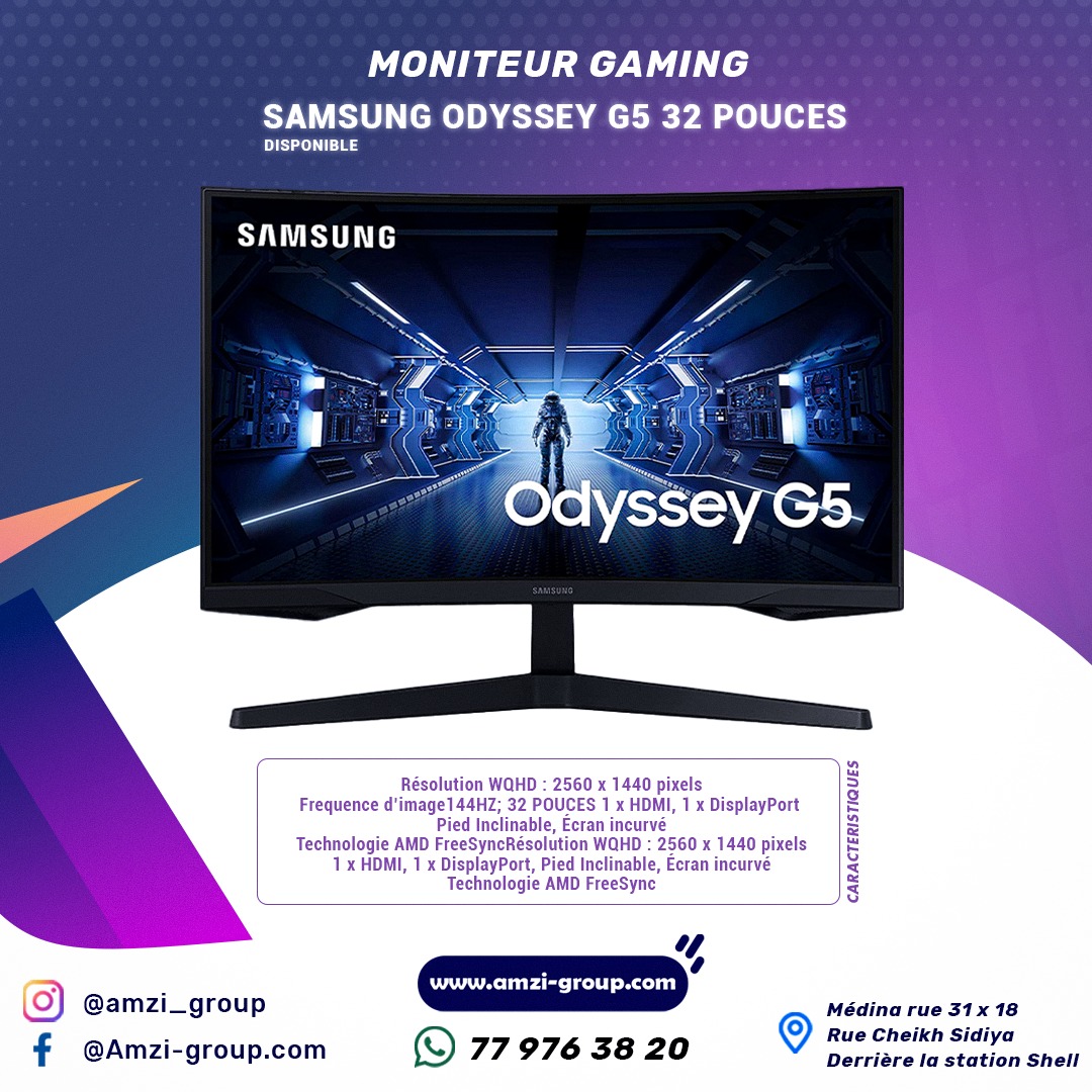 Ecran gamer Samsung Odyssey G5 32 pouces – Amzi Group